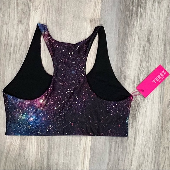 NWT Terez Hi Shine Sports Bra Midnight Light Show Athletic Racerback Size XL - Picture 3 of 4